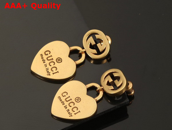 Gucci Heart Shaped Earrings in Antique Gold Replica