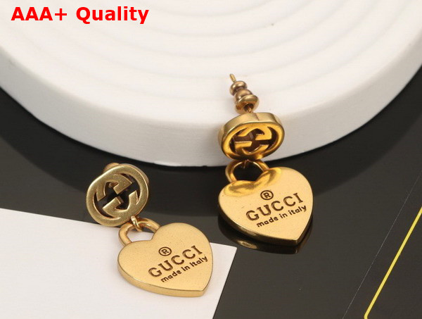 Gucci Heart Shaped Earrings in Antique Gold Replica