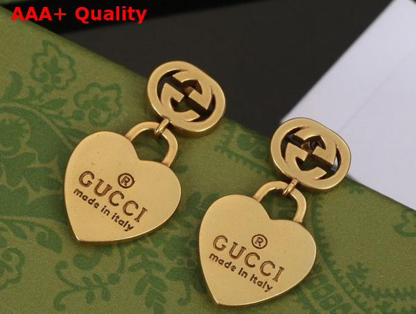 Gucci Heart Shaped Earrings in Antique Gold Replica