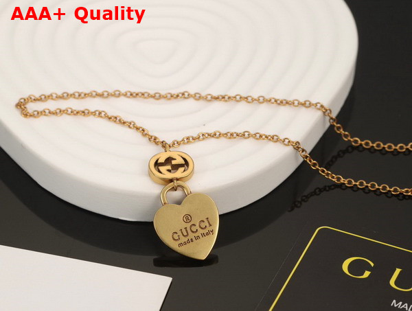 Gucci Heart Shaped Necklace in Antique Gold Replica