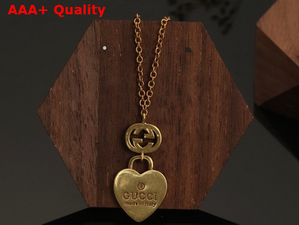 Gucci Heart Shaped Necklace in Antique Gold Replica