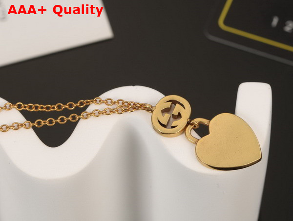 Gucci Heart Shaped Necklace in Antique Gold Replica