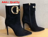 Gucci High Heel Ankle Boot with Horsebit Black Suede Leather Replica