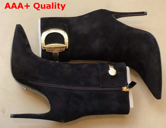 Gucci High Heel Ankle Boot with Horsebit Black Suede Leather Replica