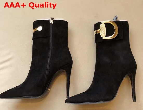 Gucci High Heel Ankle Boot with Horsebit Black Suede Leather Replica