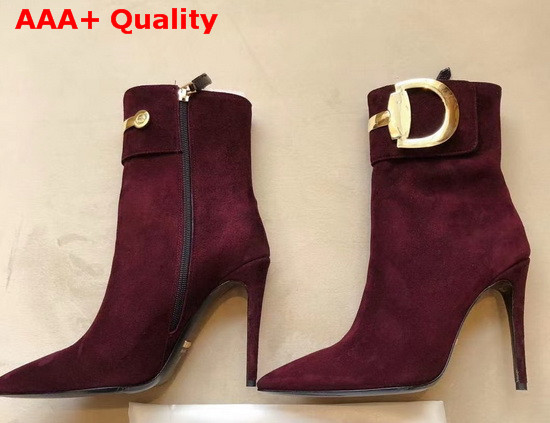 Gucci High Heel Ankle Boot with Horsebit Burgundy Suede Leather Replica