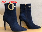 Gucci High Heel Ankle Boot with Horsebit Dark Blue Suede Leather Replica