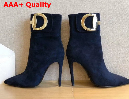 Gucci High Heel Ankle Boot with Horsebit Dark Blue Suede Leather Replica