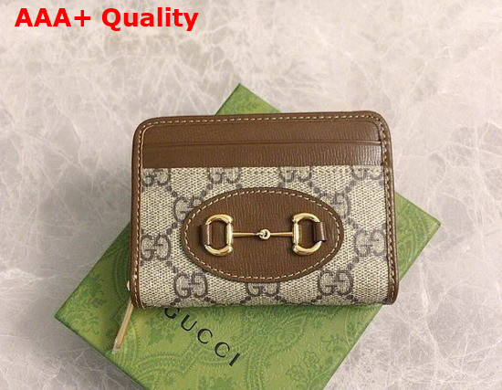 Gucci Horsebit 1955 Card Case in GG Supreme and Brown Leather 658549 Replica