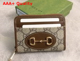 Gucci Horsebit 1955 Card Case in GG Supreme and Brown Leather 658549 Replica