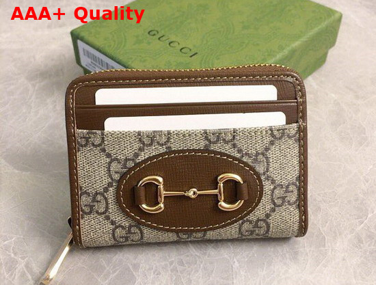 Gucci Horsebit 1955 Card Case in GG Supreme and Brown Leather 658549 Replica