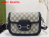 Gucci Horsebit 1955 GG Mini Bag in Beige and Blue GG Supreme Canvas 658574 Replica