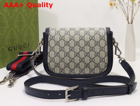 Gucci Horsebit 1955 GG Mini Bag in Beige and Blue GG Supreme Canvas 658574 Replica