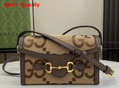 Gucci Horsebit 1955 Jumbo GG Mini Bag Camel and Ebony Jumbo GG Canvas 699296 Replica