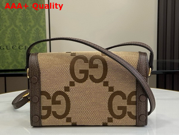 Gucci Horsebit 1955 Jumbo GG Mini Bag Camel and Ebony Jumbo GG Canvas 699296 Replica