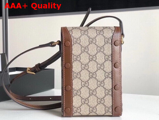 Gucci Horsebit 1955 Mini Bag Beige and Ebony GG Supreme Canvas and Brown Leather Trim 625615 Replica