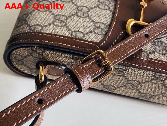 Gucci Horsebit 1955 Mini Bag Beige and Ebony GG Supreme Canvas and Brown Leather Trim 625615 Replica