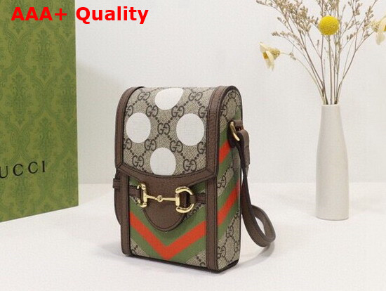 Gucci Horsebit 1955 Mini Bag Beige and Ebony GG Supreme Canvas with Geometric 625615 Replica