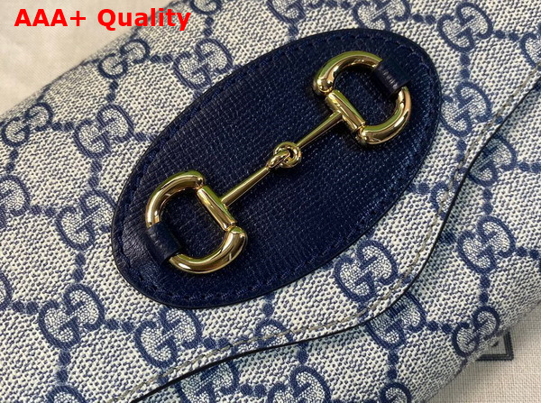 Gucci Horsebit 1955 Mini Bag in Beige and Blue GG Supreme Canvas 724713 Replica