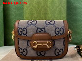 Gucci Horsebit 1955 Mini Bag in Beige and Blue Jumbo GG Canvas Replica