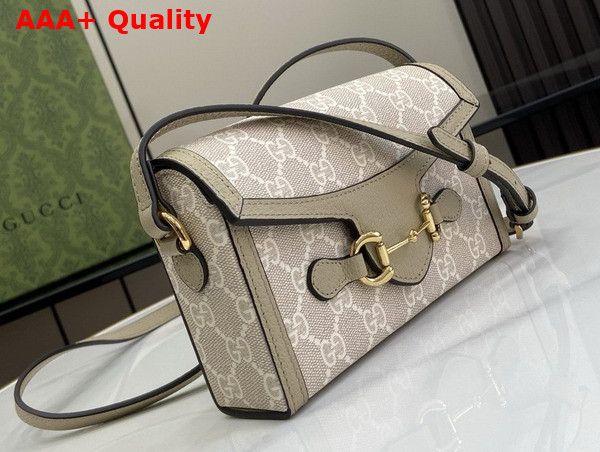 Gucci Horsebit 1955 Mini Bag in Beige and White GG Supreme Canvas 699296 Replica