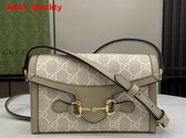 Gucci Horsebit 1955 Mini Bag in Beige and White GG Supreme Canvas 699296 Replica