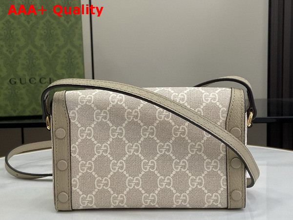 Gucci Horsebit 1955 Mini Bag in Beige and White GG Supreme Canvas 699296 Replica