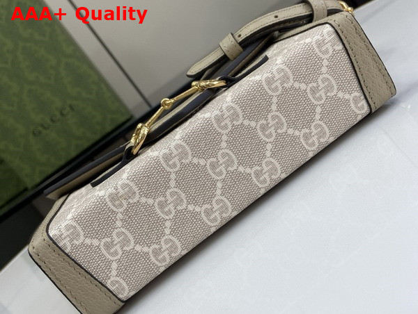 Gucci Horsebit 1955 Mini Bag in Beige and White GG Supreme Canvas 699296 Replica