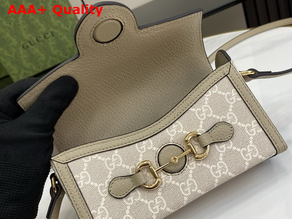 Gucci Horsebit 1955 Mini Bag in Beige and White GG Supreme Canvas 699296 Replica