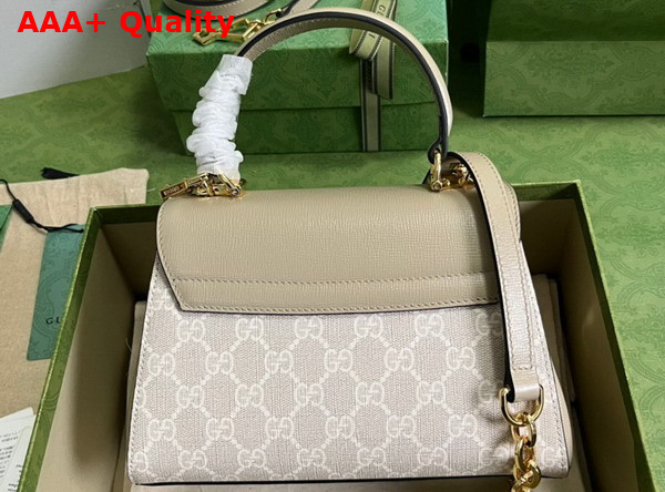 Gucci Horsebit 1955 Mini Bag in Beige and White GG Supreme Canvas 703848 Replica