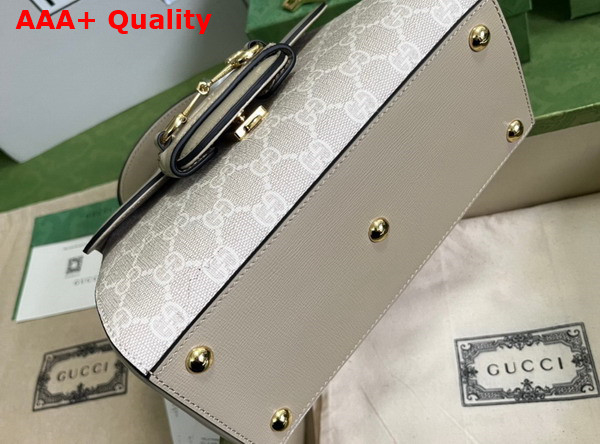 Gucci Horsebit 1955 Mini Bag in Beige and White GG Supreme Canvas 703848 Replica