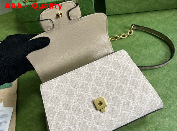 Gucci Horsebit 1955 Mini Bag in Beige and White GG Supreme Canvas 703848 Replica