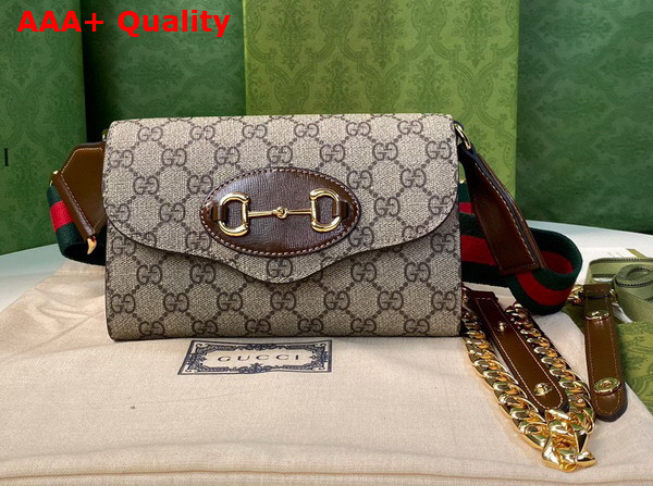 Gucci Horsebit 1955 Mini Bag in Beige and ebony GG Supreme Canvas 724713 Replica