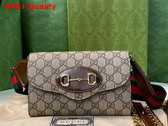 Gucci Horsebit 1955 Mini Bag in Beige and ebony GG Supreme Canvas 724713 Replica