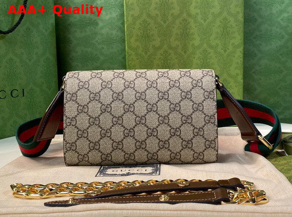 Gucci Horsebit 1955 Mini Bag in Beige and ebony GG Supreme Canvas 724713 Replica