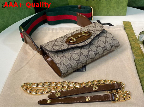 Gucci Horsebit 1955 Mini Bag in Beige and ebony GG Supreme Canvas 724713 Replica