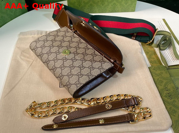 Gucci Horsebit 1955 Mini Bag in Beige and ebony GG Supreme Canvas 724713 Replica