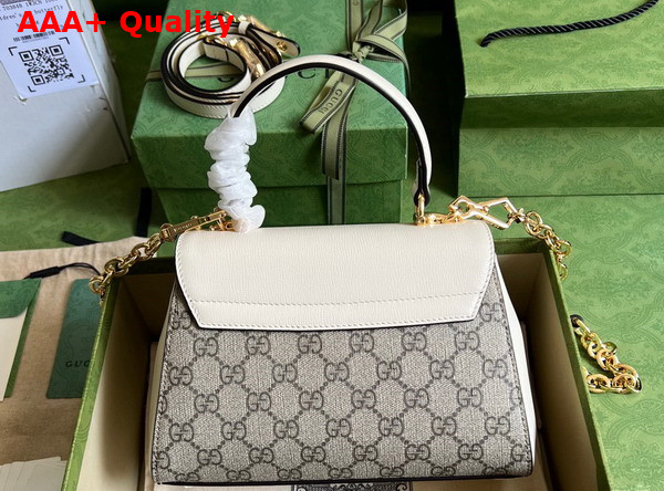 Gucci Horsebit 1955 Mini Bag in GG Supreme Canvas and White Leather 703848 Replica