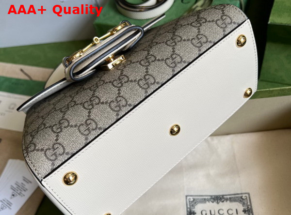 Gucci Horsebit 1955 Mini Bag in GG Supreme Canvas and White Leather 703848 Replica