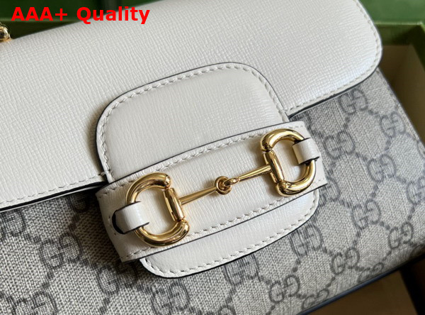 Gucci Horsebit 1955 Mini Bag in GG Supreme Canvas and White Leather 703848 Replica