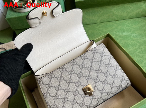 Gucci Horsebit 1955 Mini Bag in GG Supreme Canvas and White Leather 703848 Replica