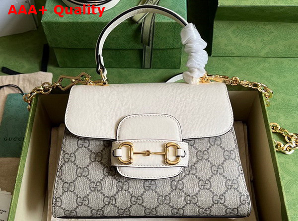 Gucci Horsebit 1955 Mini Bag in GG Supreme Canvas and White Leather 703848 Replica