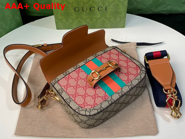 Gucci Horsebit 1955 Mini Bag in Red GG Supreme Canvas Replica