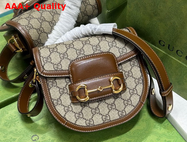 Gucci Horsebit 1955 Mini Rounded Bag in Beige and Ebony GG Supreme Canvas 760191 Replica