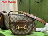 Gucci Horsebit 1955 Mini Rounded Bag in Beige and Ebony GG Supreme Canvas 760191 Replica