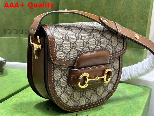 Gucci Horsebit 1955 Mini Rounded Bag in Beige and Ebony GG Supreme Canvas 760191 Replica