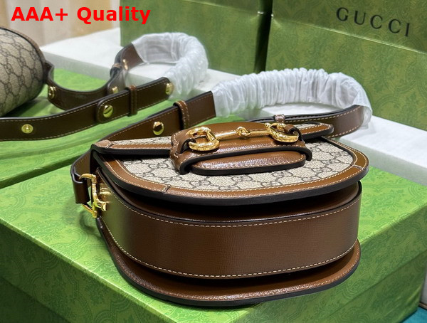 Gucci Horsebit 1955 Mini Rounded Bag in Beige and Ebony GG Supreme Canvas 760191 Replica