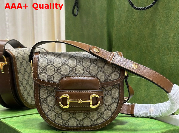 Gucci Horsebit 1955 Mini Rounded Bag in Beige and Ebony GG Supreme Canvas 760191 Replica