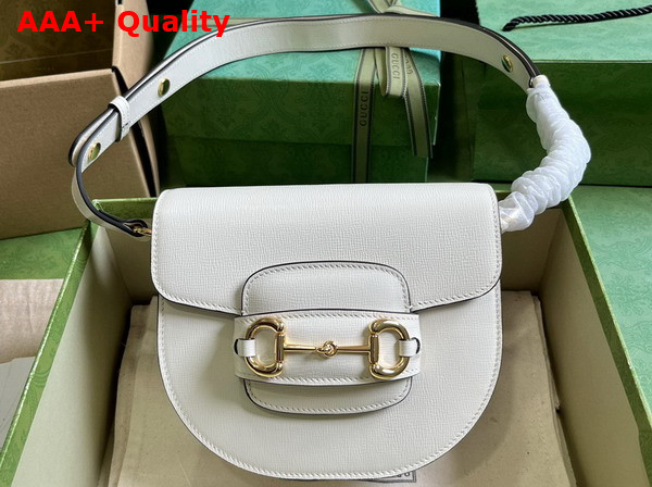 Gucci Horsebit 1955 Mini Rounded Bag in White Leather 760191 Replica