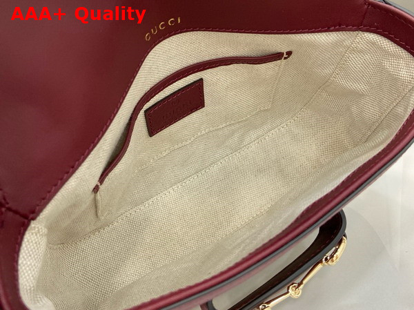 Gucci Horsebit 1955 Mini Shoulder Bag in Beige and Brown GG Canvas with Rosso Ancora Red Leather Trim 815205 Replica